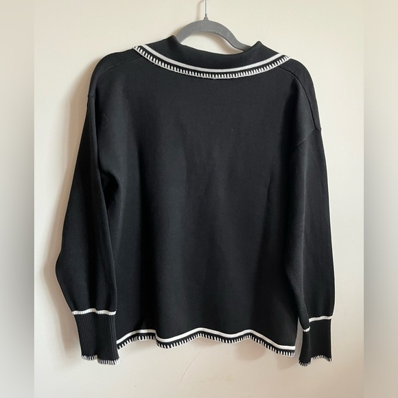 SNDYS Arlington Collared Sweater in Black & White Size Small - Picture 13 of 13